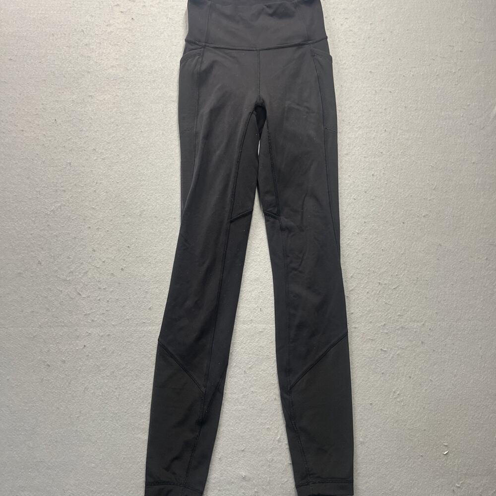 Lululemon Black Mesh Panel Pocket Leggings‎ Womens Yoga Pants